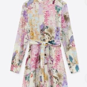 Zara Button Down Dress w/ Belt Floral